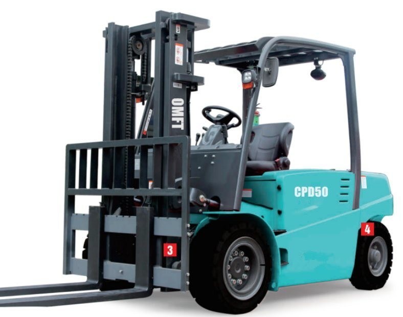 5ton 6ton Battery Forklift with 3m Two Stage Full Free Mast Duplex CPD50/60